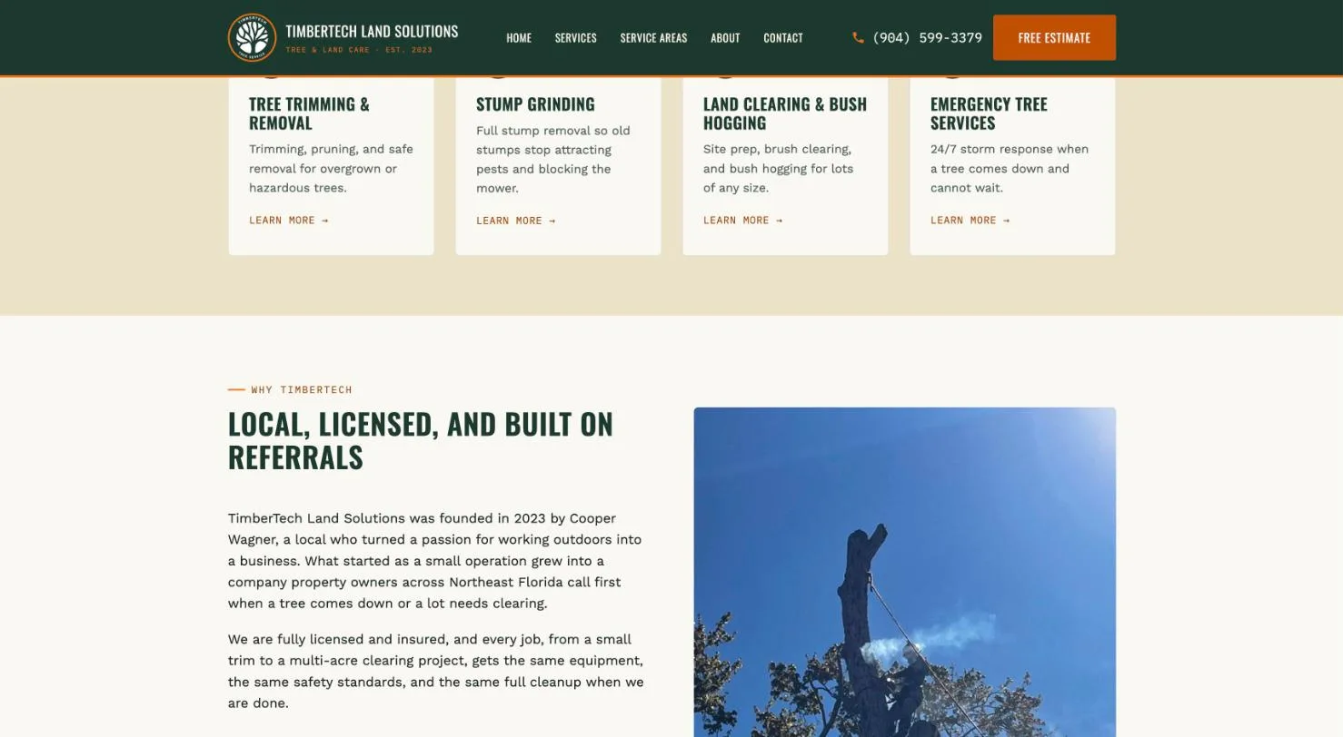 TimberTech Land Solutions website section